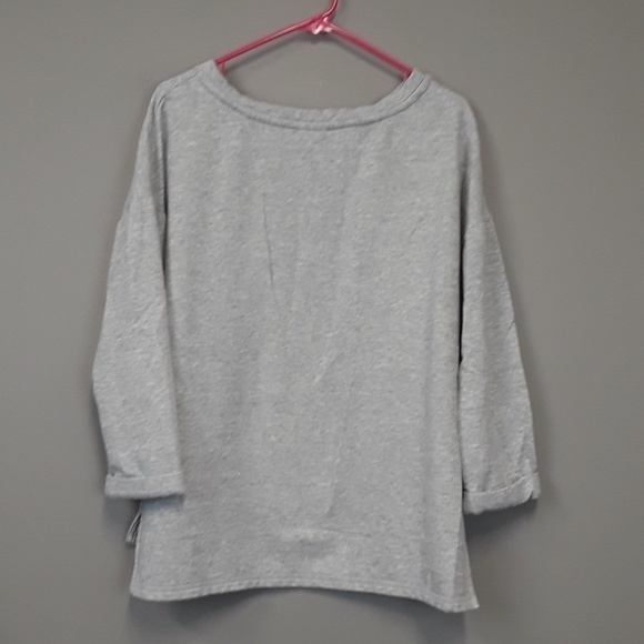 AVE & Viv Gray Metallic Stripe Plus Sz Sweatshirt - Picture 4 of 8